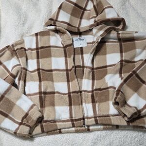 Hollister Brown and White Checkered Fleece Jacket